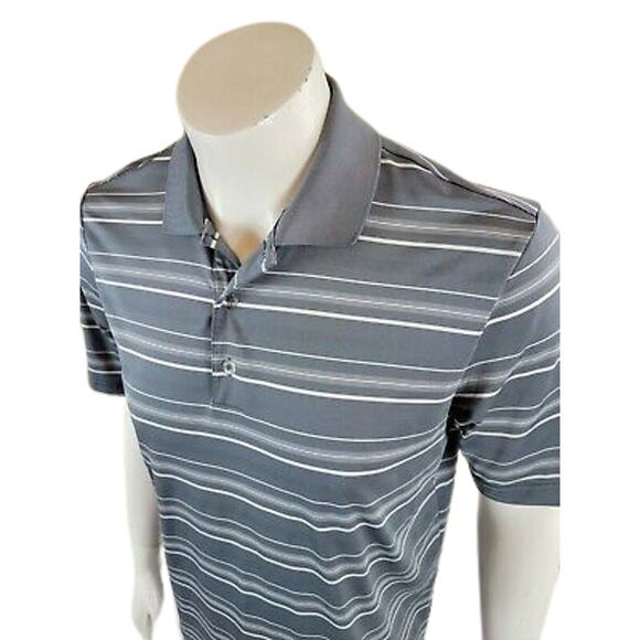 Adidas Golf Puremotion Gray Stripe Sport Polo Shirt Men's Size XL - Picture 2 of 6